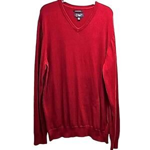 Wallin & Bros. Maroon Cotton Cashmere Long Sleeve V-Neck Sweater Mens Size XL